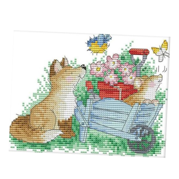 Butterlfy Hund Stämplad Korsstygn Kit Handarbete Hantverk 11CT