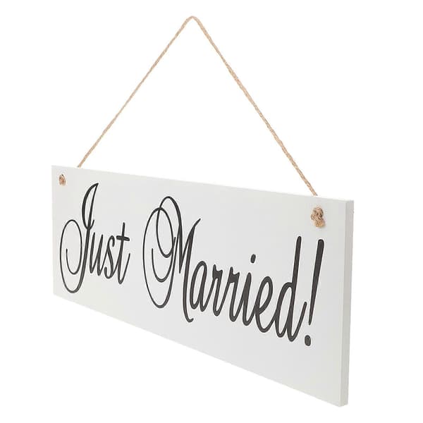[RM] \"Just Married\" bryllupsskilt i tre, 1 stk