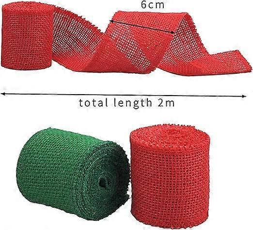 2 ruller juleburlap silkebånd, Heisen burlap jutestof