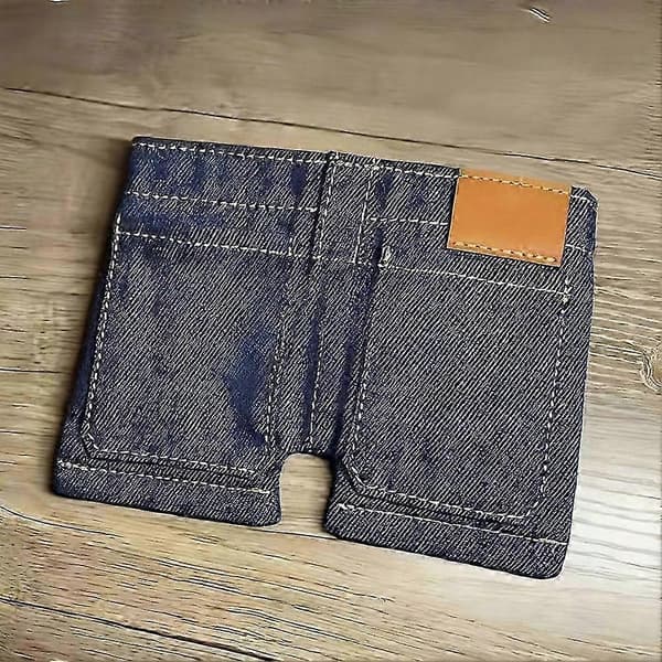 Mini Jeans Lommebok Kompakt og Lett Stilig Denim Liten Kortholder