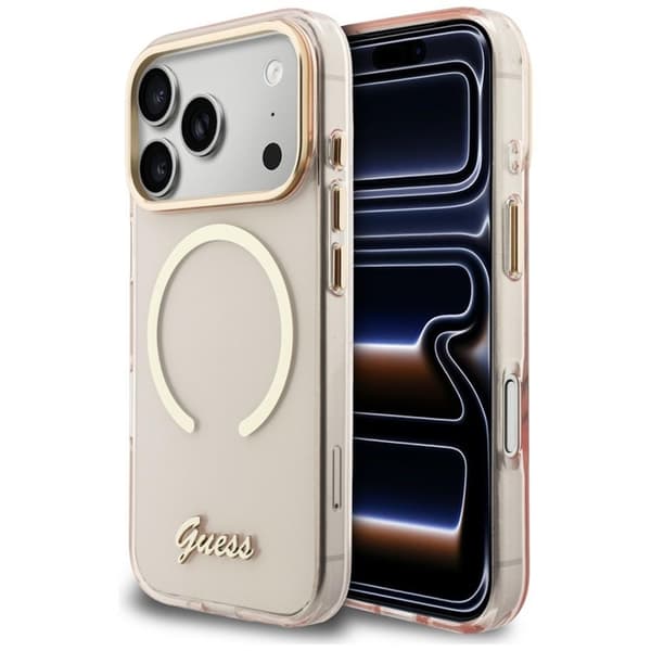 [RM]Guess Mobile Case For iPhone 17 Pro Max MagSafe IML Gradient Script Metal - Pink Rosa 120