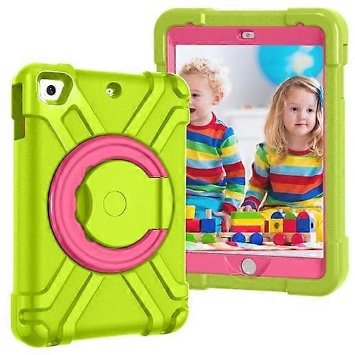 För iPad MINI1/2/3 EVA + PC platt skyddsskal med 360 roterande fäste Grass Green-Rose Red