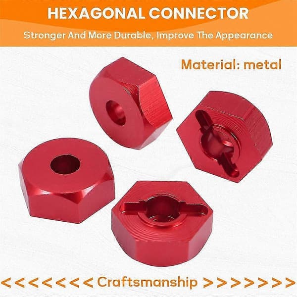 12 mm sekskantadapter til 1/12 RC bil opgraderingsdele hjulnavkombiner red