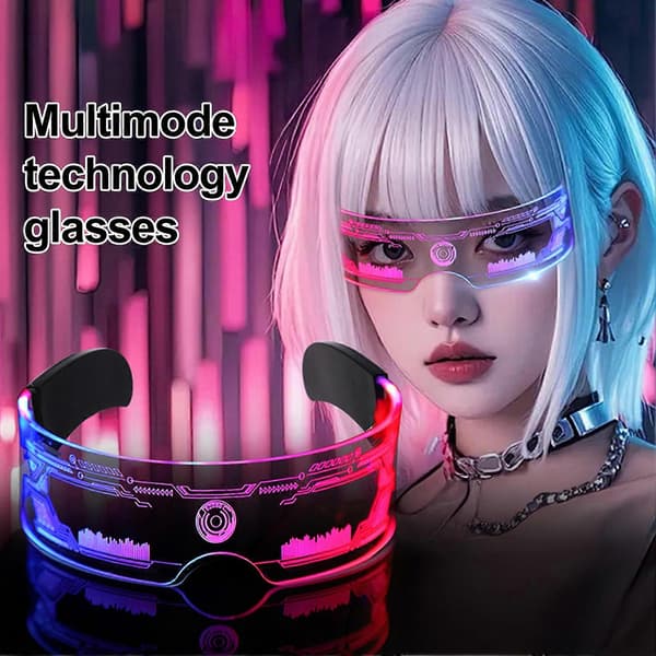 LED-briller - 7 farver 12 tilstande - til Cyberpunk Party Bar A