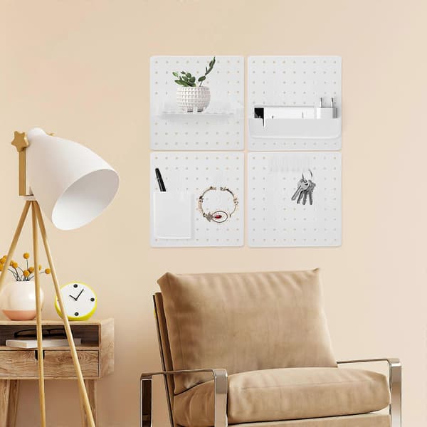 Pegboard Væg Organizer til Opbevaring 1 Sæt Ingen Boring Kraftig Hvid ABS