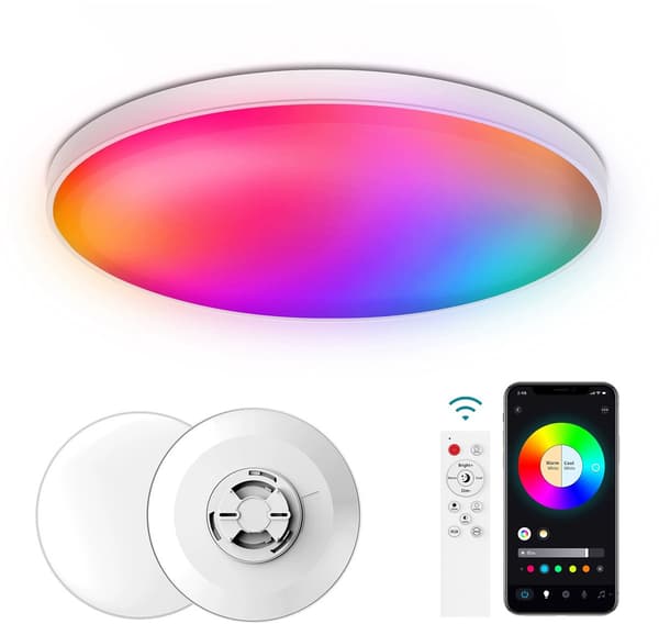[RM]LED Ceiling Light 30cm - RGB Bathroom Lamp with Bluetooth and App - Smart WiFi Ceiling Light 2700K-6500K Remote Control