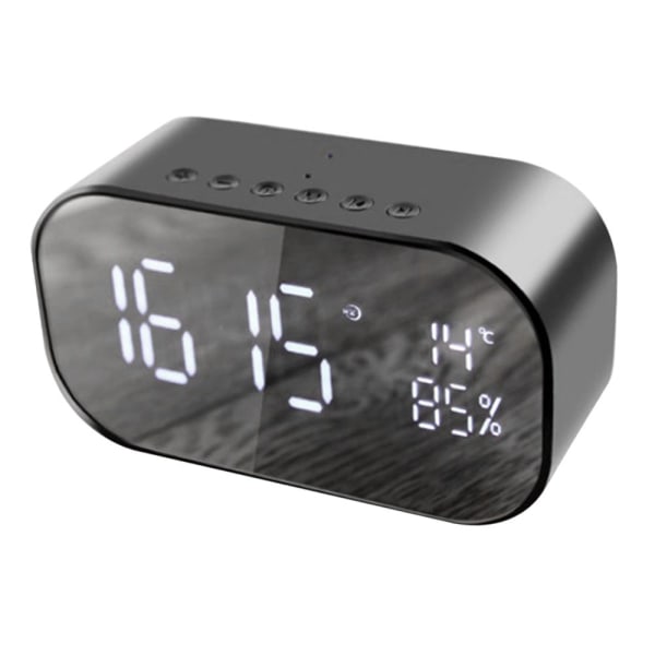 Trådlös Bluetooth Gatlykta Bluetooth Väckarklocka Stereo Högtalare Svart