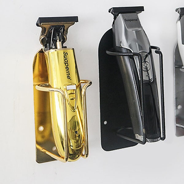 2-pack väggmonterad hårklipparehållare, elektriskt hårtrimmerförvaringsställ för barberarverktyg gold