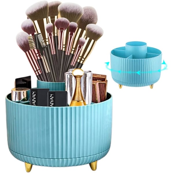 360° Roterende Makeup Børste Kosmetik Opbevaringsstativ - Lyseblå Light blue