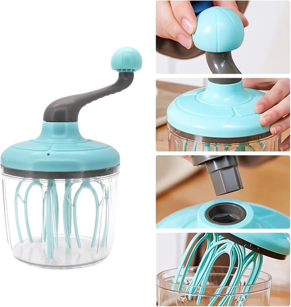 [RM] Plastic whisk, semi-automatic whisk, milk and egg whisk, kitchen whisks for whisking, cooking, baking and frothing Green
