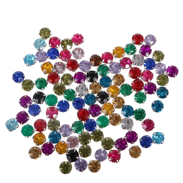 100 stycken Sy på Diamante Akrylkristaller Strassutsmyckning 10 mm