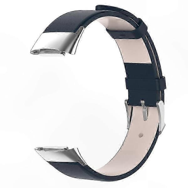 Justerbar læder smart urrem med metalspænde til Fitbit Charge 5 6 håndledsrem Dark blue Dark Blue