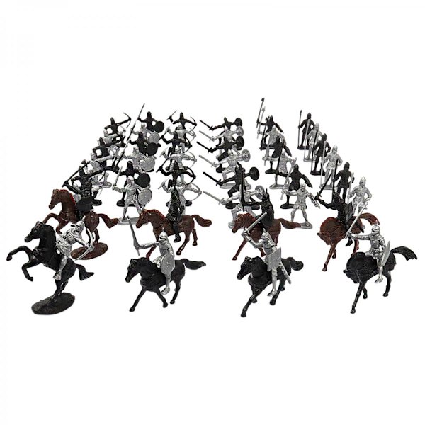 Knights Toys, Plastkrigare Medeltida Riddare Häst Soldat Action 52 Delar