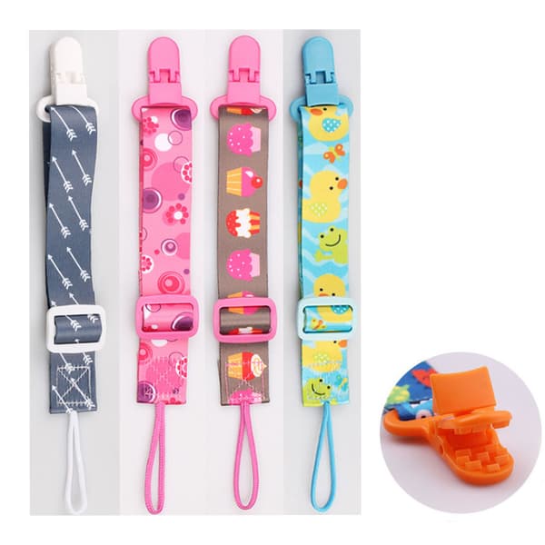 4-piece Pacifier Holder for Infants - Adjustable, Stretchable, Washable Pacifier