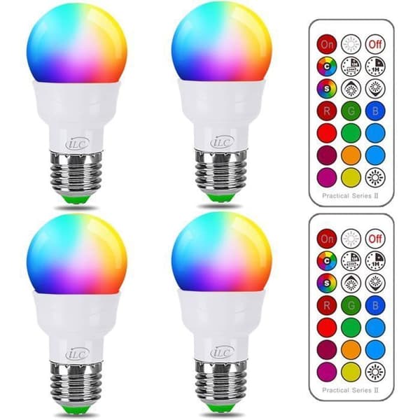 LED Color Changing Light Bulb, 40W Equivalent, E27 Remote Control Warm White 2700K Color Changing Lamp 5W (4-Pack)