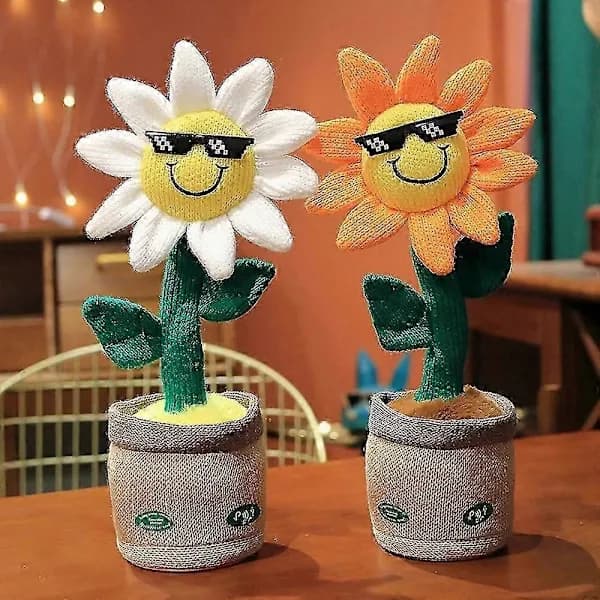 [RM]Electric Dancing Sunflower Stuffed Plush Doll Singing Twisting Rabbit Plush Toy - HZ Blue Rabbit With Bluetooth