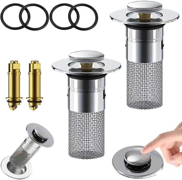 Universal Pop Up Vaskeprop, Rustfrit Stål Afløbsfilter, Anti-tilstopnings Vaskeprop med Si