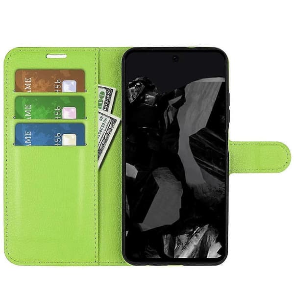 [RM] Litchi læder-telefonetui til Google Pixel 9 Pro XL Green For Google Pixel 9 Pro XL