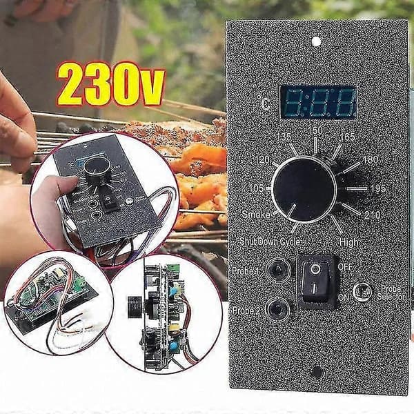 Programmerbart Termostat Kontrolpanel til Pillegrill Udskiftning Black