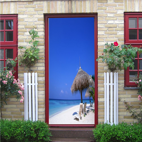 Självhäftande Dörr Vägg Kylskåpsdekal PVC 3D Mural Konst DIY Dekor B