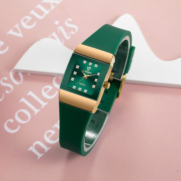 Vattentät Kvarts Klocka Herr Dam Toppmärke Lyx Gyllene Herr Dam Armbandsur Klocka Women Green Gold