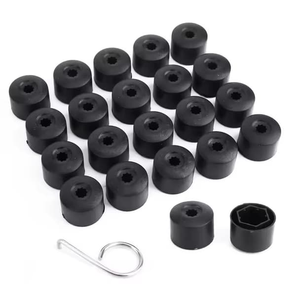 20 Pcs Wheel Nut Bolt Cap Cover with Removal Tool Black[RM] Black Svart