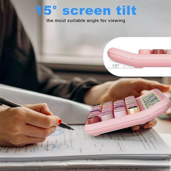 15 vippbar skjermkalkulator - Rosa - 15.5*13.5*3.5cm - 1 stk