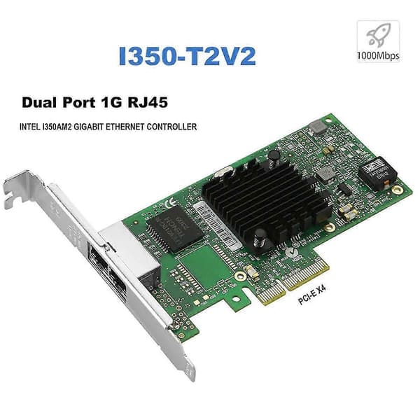 I350-T2V2 Dual Port Gigabit Ethernet Controllerkort I350AM2 PCI-E X4 2 porte server NIC datacentre til desktop