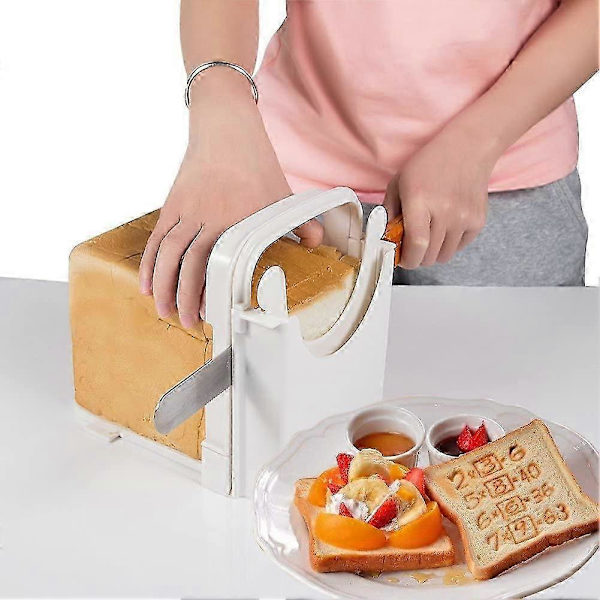 [RM] Bread Slicer, Bread Slicer for Homemade Bread, Adjustable Sandwich Maker Loaf Slicer Machine Foldable Root Slicer Manual Bread Slicer with Cutting Guide