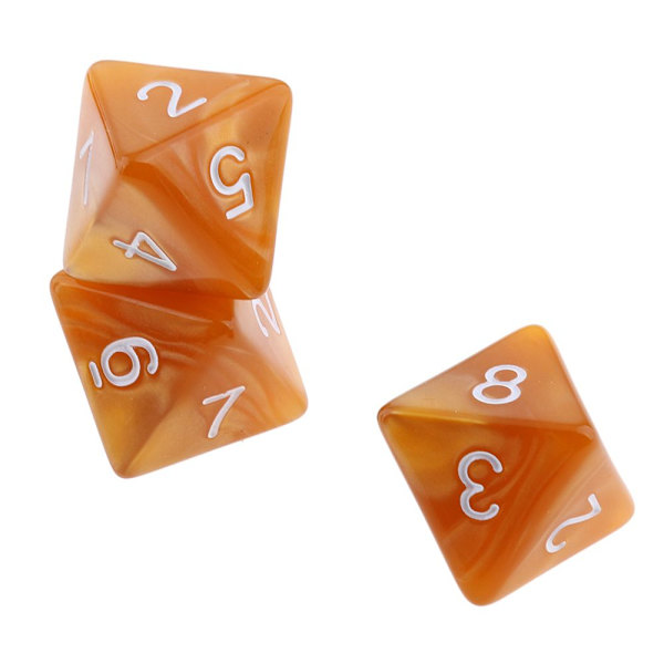 10 st 8-sidiga tärningar D8 Polyhedral Tärningar För Festspel Ljus Kaffe