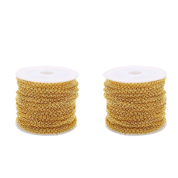2 st 10 meter/rulle Halsband Kedjor Hängen Länk För Smyckestillverkning Hantverk