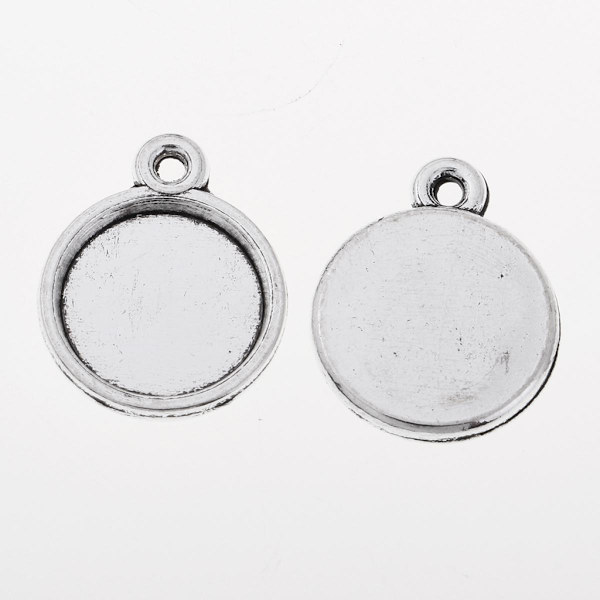 50 st Cabochon Bricka Legering Hängsmycke Inställningar för DIY Hantverk Smycken