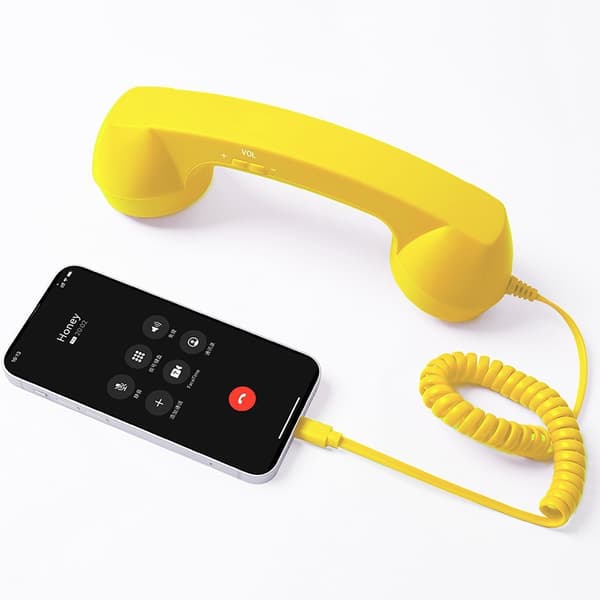 [RM]USB-C Retro Phone Handset for Mobile Phones - Plug & Play Receiver Radiation Safe Comfortable Calling for iPhone & Android [DB] Black yellow