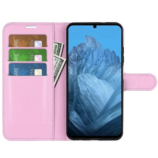 [RM] Litchi læder-telefonetui til Google Pixel 9 / 9 Pro Pink For Google Pixel 9 / 9 Pro