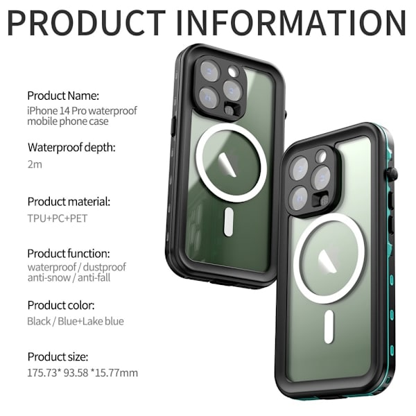 [RM]REDPEPPER iPhone 14 Pro Case MagSafe 360 Waterproof IP68 Black 105