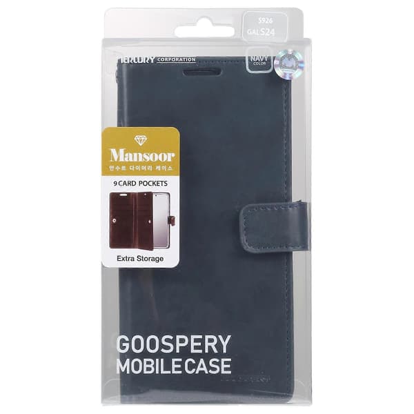 GOOSPERY MANSOOR DIARY Läderfodral med 9 kortfack Dark Blue For Samsung Galaxy S24 5G