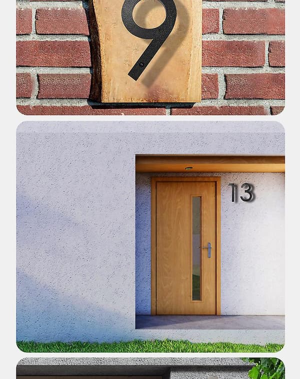 Husnummerskylt moderna dörrnummer skyltplatta zinklegering husadressnummer (3, svart) 20 cm
