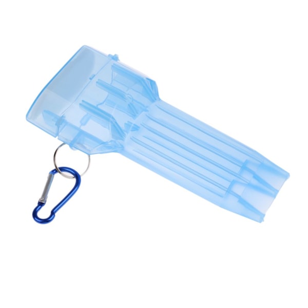 bärbar genomskinlig plastlåda med blått låsspänne