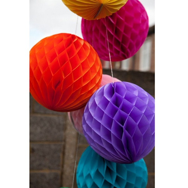 Honeycomb Pappersbollar Lyktor Blomma Bröllopsfest Ljus Lila Dekor 30 cm