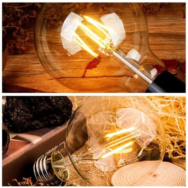 LED-pære - E27 G80 - 4W - 2700K Varmhvit - Ravfarget glass - 6-pakning