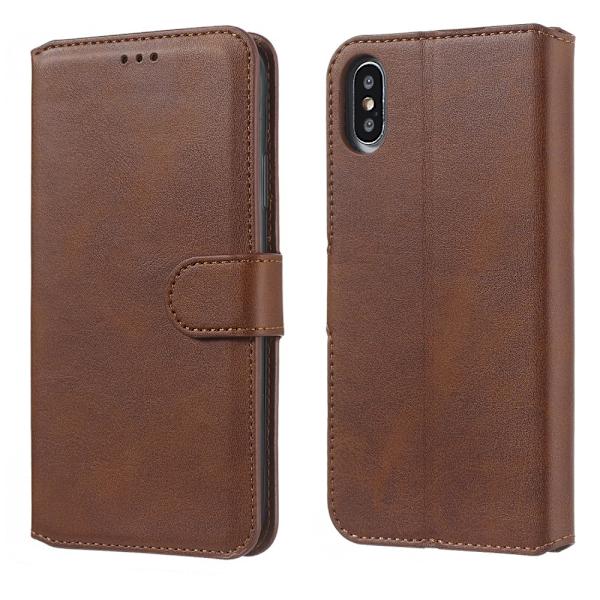 iPhone X/Xs - Nahkakotelo - Ruskea Brown Brun