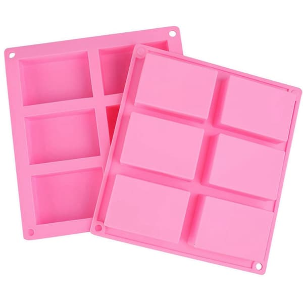 8-pack silikonformar för tvål - 6-håls rektangulära DIY-tvålformar för tårta, cupcake, muffin, kaffe