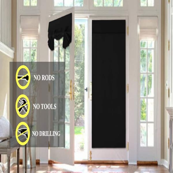 [RM]1 Pair Black Magic Door Curtains, Punch-Free Curtains, Finished