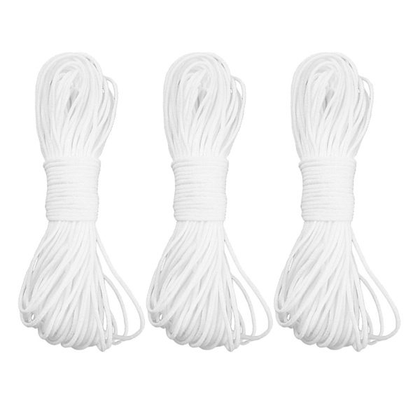 3 Stycken Elastisk Snodd Midjeband Vit Kantband Sömnad 3mm