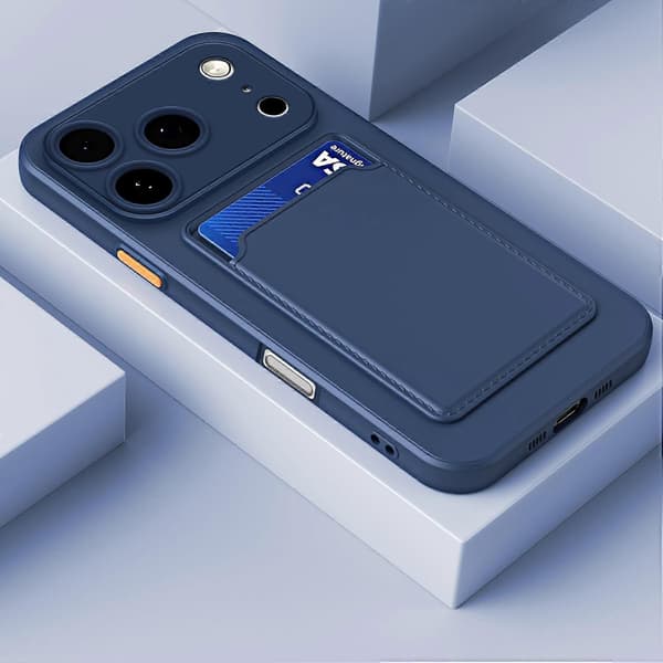 [RM] Kontrastfarvet knap TPU-telefonetui til iPhone 17 Pro Max Dark blue For iPhone 17 Pro Max