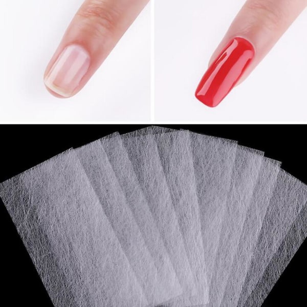 100 stycken Fibernaglar för Nagelförlängning, Nagelförlängning Silk Glasfiber Gel Kit Falska Naglar Manikyr Salong Tool För UV Gel Nails Art