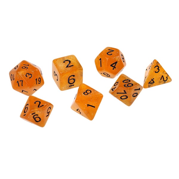 7 st polyedriska tärningar set d6 d8 d10 d12 d20 brädspel leksak present orange