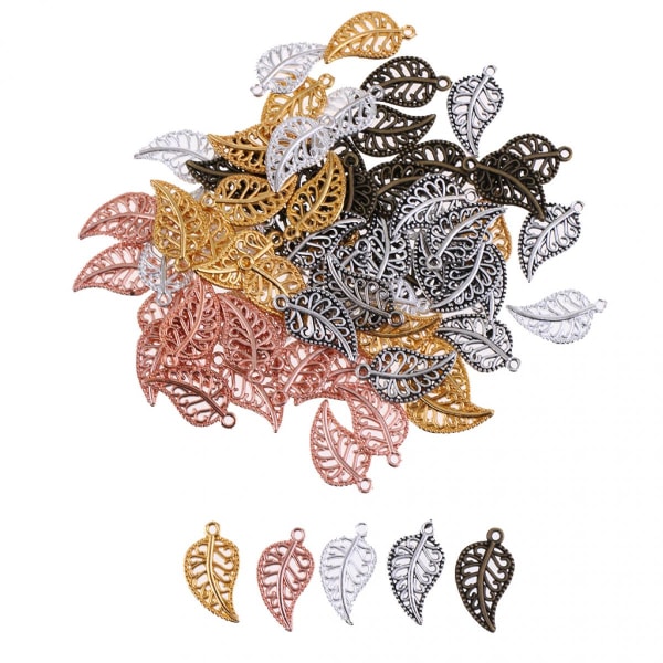 75 st ihåliga blad mönster hängen Berlocker DIY smycken gör tillbehör