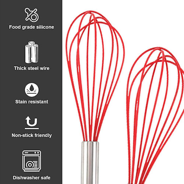 8 tums och 10 tums silikonvispsats om 4, visp ballong äggsås visp för nonstick kokkärl style 1