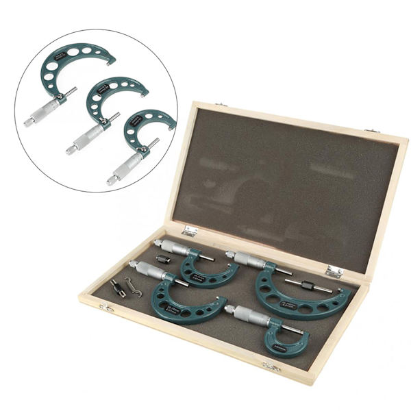 [RM]Metric Outside Micrometer Set 4pcs 0-100mm Measuring Range Dial Gauge With Case